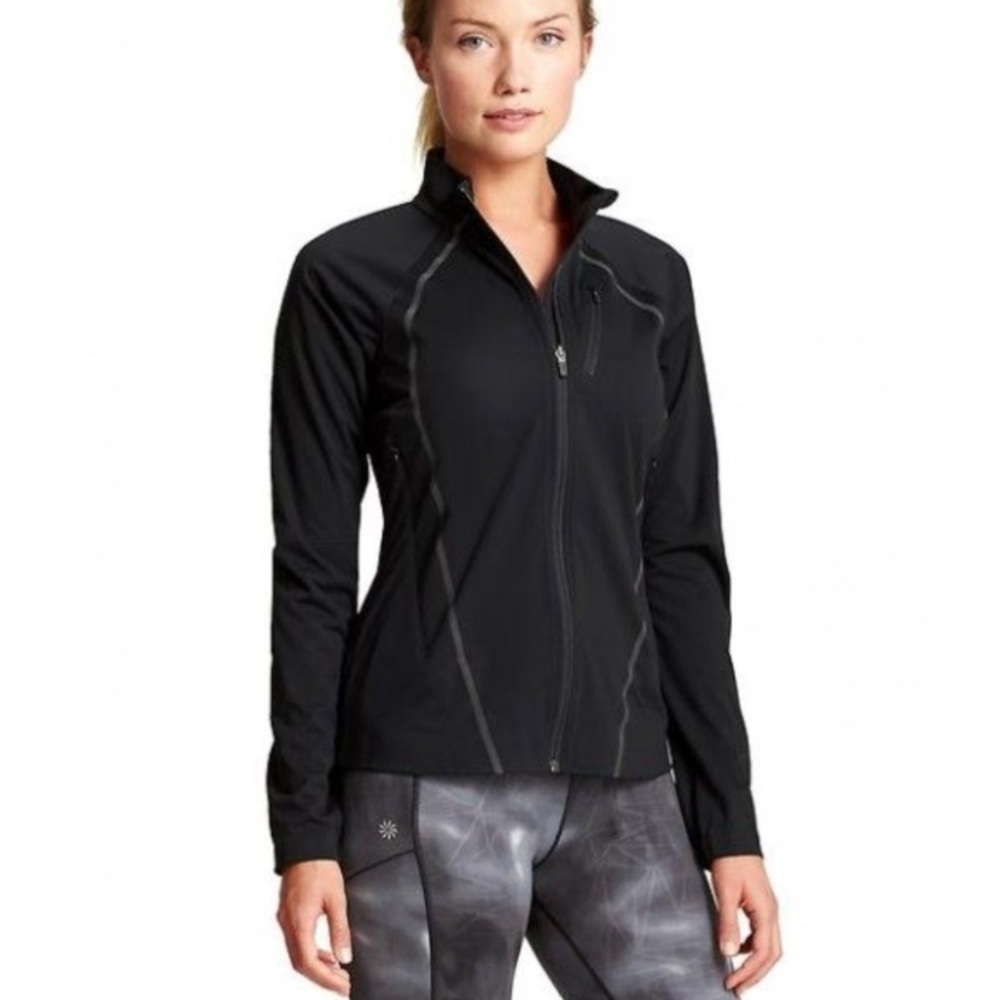 Athleta Frontrunner Jacket Black Reflector Small Shell Zip Up Lightweight Run